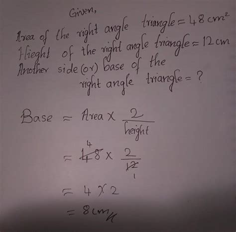 the area of a right angle triangle is 48 square CM if the length of one ...