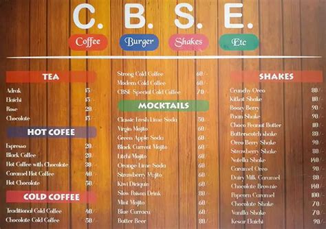 Menu at C.B.S.E., Indore