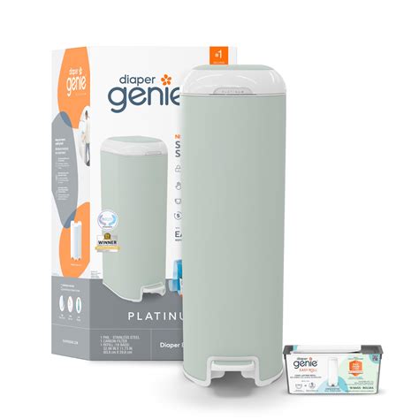 Diaper Genie Platinum Pail (Sage Green) is Made in Durable Stainless ...