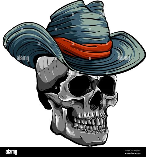 Vector illustration of Cowboy skull with hat Stock Vector Image & Art ...