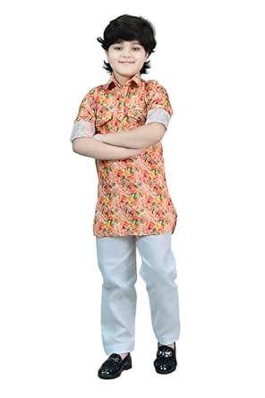 Buy AHHAAAA Floral Elegance Boys' Pathani Kurta Pajama Set - Eid ...