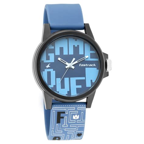 Buy Online Fastrack Arcade Quartz Analog Blue Dial Silicone Strap ...