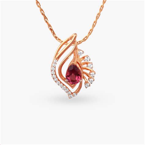 Crimson Bloom Diamond Pendant and Earrings Set