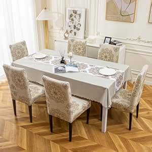 House of Quirk Rectangular Dining Table Cover Waterproof For Kitchen ...