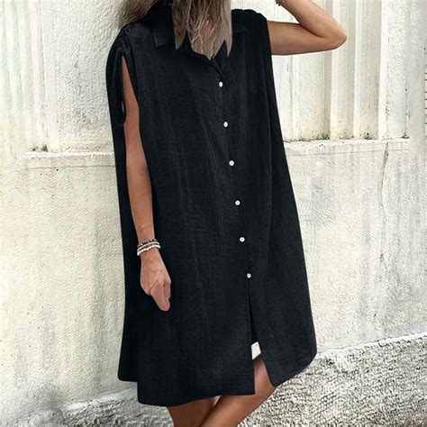 Ayolanni Work Dresses for Women 2025 Above The Knee Black Solid ...