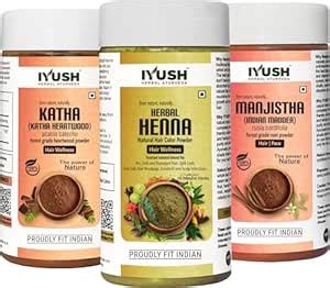 IYUSH Herbal Ayurveda Manjistha Powder with Katha Powder for Hair and ...