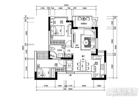 80平米两室一厅平面设计图_土巴兔装修效果图