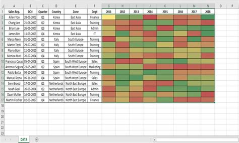 Heat Map using Conditional Formatting - Career Growth