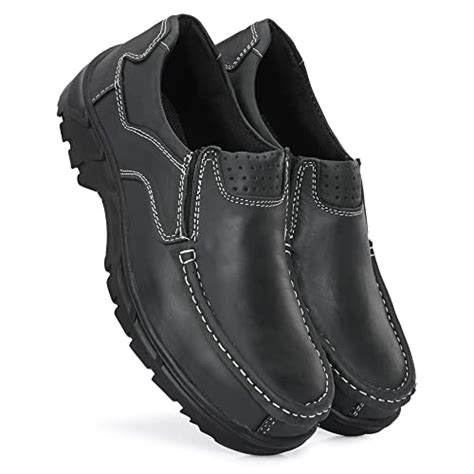 Buy ALLSAFE Men's Genuine Leather Without Lace Sports Look Comfortable ...