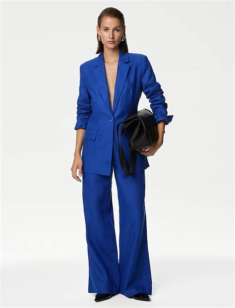 Buy Pure Irish Linen Wide Leg Trousers at Marks & Spencer