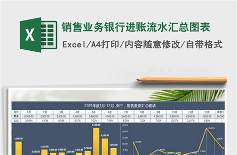 2021年销售业务银行进账流水汇总图表免费下载-Excel表格-工图网