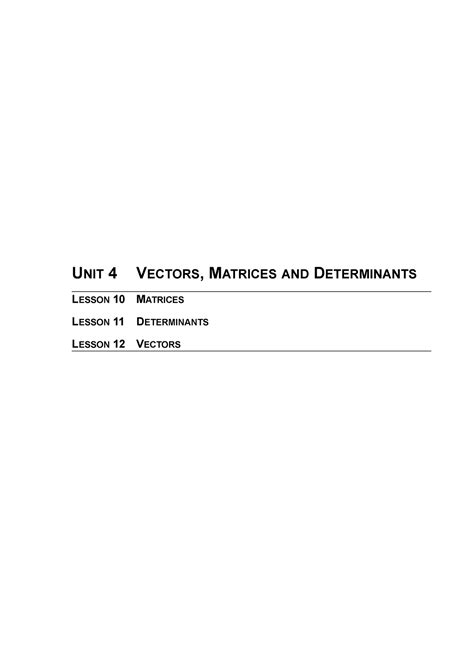BBM104 UNIT4 - UNIT 4 VECTORS, MATRICES AND DETERMINANTS LESSON 10 ...