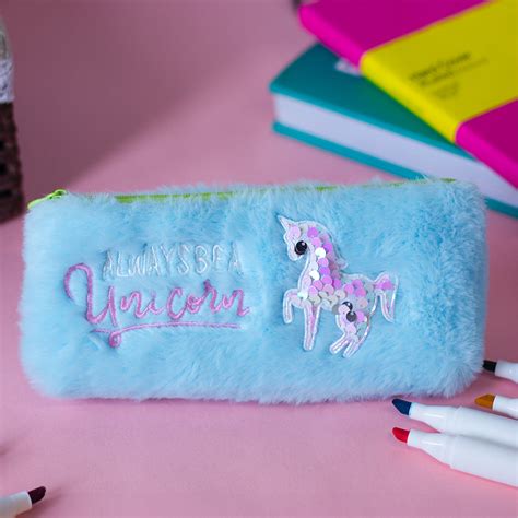 Sky Blue Pencil Pouch - Fur – MARKET99