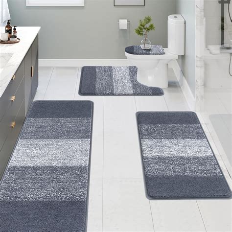 Ileading Plush Shaggy Oversize Bath Mat 4 Piece Microfiber Bathroom Rug ...