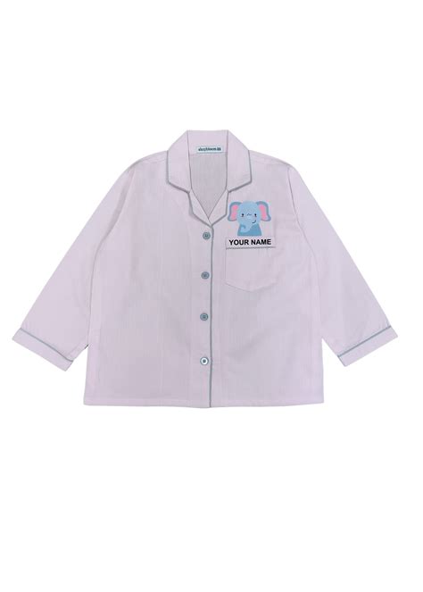 Customized Name Elephant Long Sleeve Kids Night Suit – Shopbloom