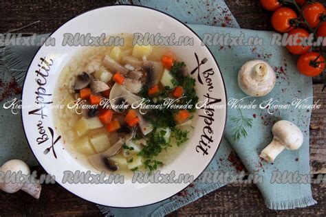 Куриный суп с грибами и рисом: 7 фото в рецепте
