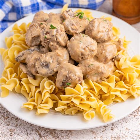 Easy Slow Cooker Meatball Stroganoff - On My Kids Plate