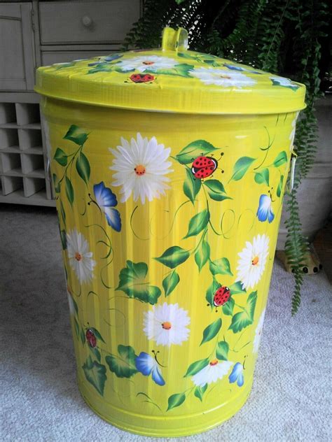 Hand Painted 20 Gallon Galvanized Trash Garbage Cans | Painted trash ...