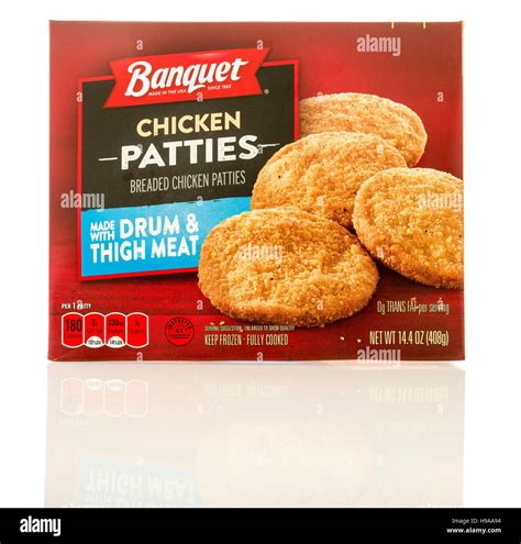 Winneconne, WI - 19 November 2016: Box of Banquet chicken patties on an ...