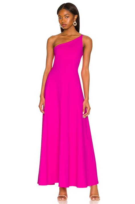 Susana Monaco One Shoulder String Maxi Dress in Magenta | REVOLVE