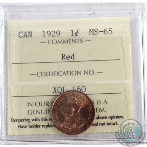 1-cent 1929 ICCS Certified MS-65 RED. *RARE*