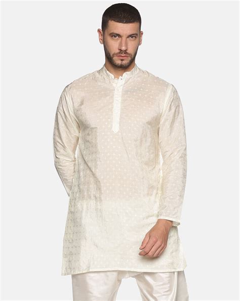 Men Off White Colour Polyester Viscose Kurta – SETHUKRISHNA