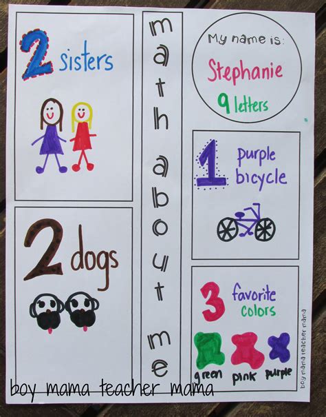Teacher Mama: FREE Printable: Math About Me {After School Linky} - Boy ...