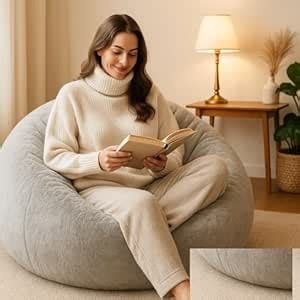 Mollismoons Bean Bag Chair Fur Bean Bag Grey Furry Very Attractive Sofa ...