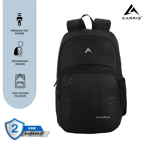 Front view of the CARRIZ Casual Backpack - CB04 in black, highlighting ...