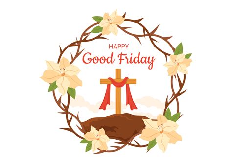 Happy Good Friday Illustration with Christian Holiday of Jesus Christ ...