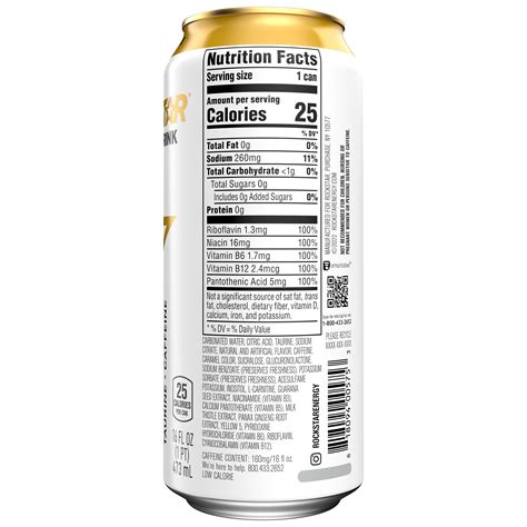 Rockstar Nutrition Facts Sugar Free
