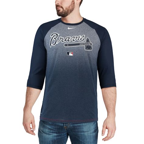 Nike Atlanta Braves Navy Authentic Collection Legend 3/4-Sleeve Raglan ...
