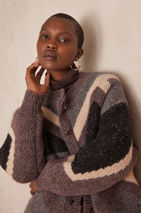 Gilet motif jacquard BRITNEY Femme | TAUPE FONCE | Maison 123