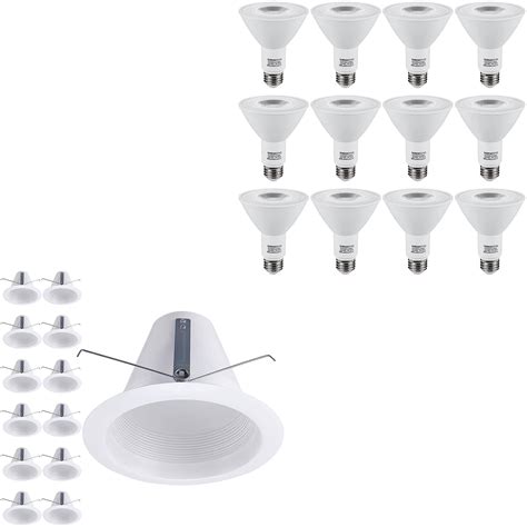 Buy TORCHSTAR 6 Inch Recessed Can Light Trim Bundle PAR30 LED Bulb, 12 ...