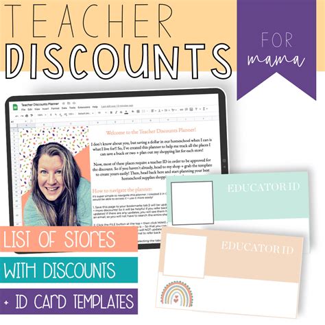 Teacher Discounts Planner + 15 Homeschool ID Card Templates - Create ...