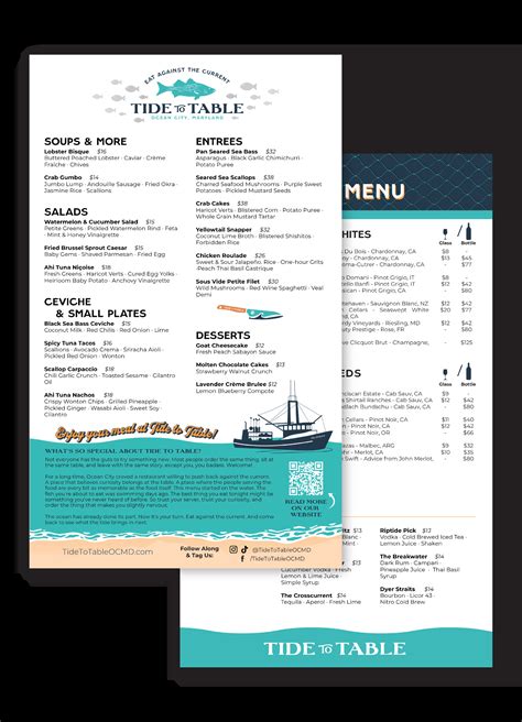 Menu — Tide to Table | New Seafood Restaurant in Ocean City, Maryland