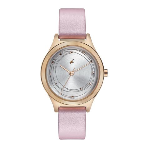 Fastrack Women's Analog White Dial Pink Band Leather Watch : Amazon.in ...