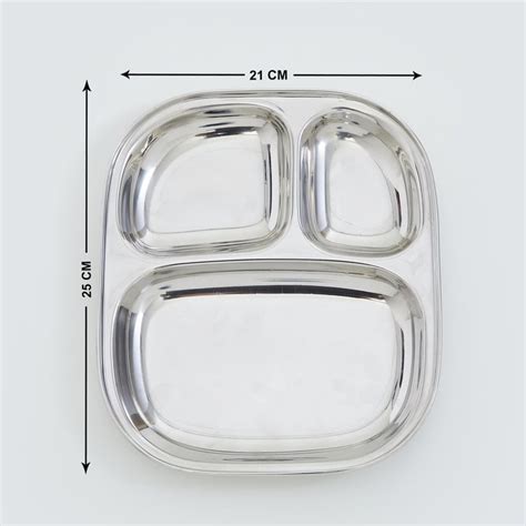 Buy Blaze Stainless Steel 3-Partition Plate - 21cm from Home Centre at ...