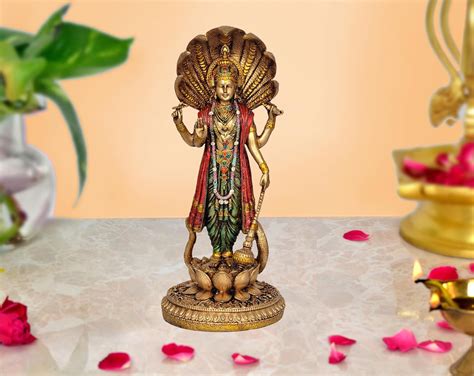 Buy Dattatreya Polyresin Lord Vishnu Idol Statue for mandir Temple ...