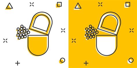 Vitamin-Pille-Notiz-Symbol im Comic-Stil Kapsel-Cartoon-Vektor ...