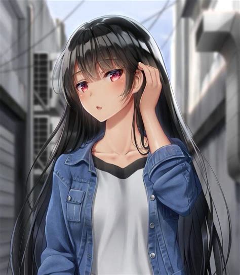 Image result for black haired anime girl