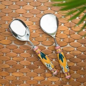 ExclusiveLane "The Mughal Patti" Hand-Painted Serving Spoon Set In ...