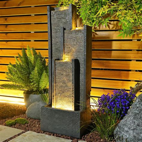 17 Stories Frezell Weather Resistant Floor Fountain with Light ...