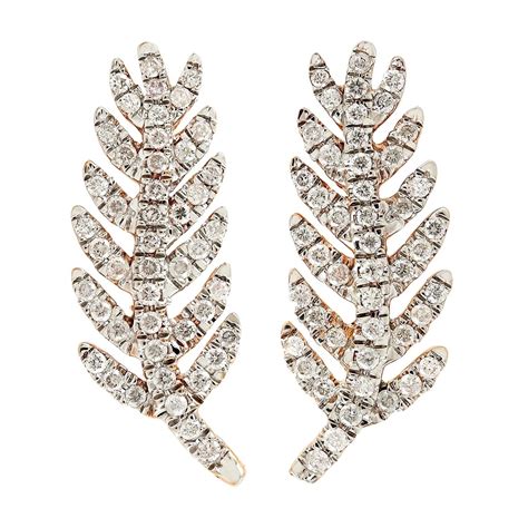 1.70 Carats Diamond 18 Karat Gold Ear Cuff Earrings For Sale at 1stDibs