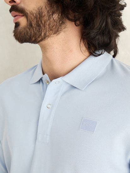 Shop Gant Men Sky Blue Solid Regular Fit Pure Cotton Polo T-Shirt Online