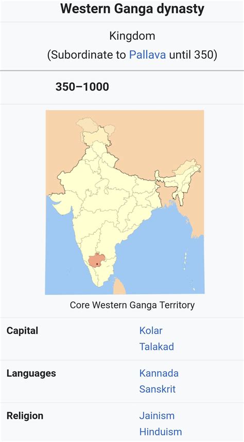 Map of Western Ganga Dynasty in India