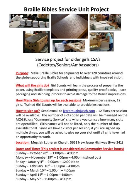 Braille Bibles Service Unit Project - ppt download