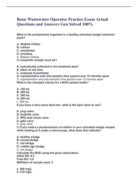 Image result for Wastewater Math Practice Questions
