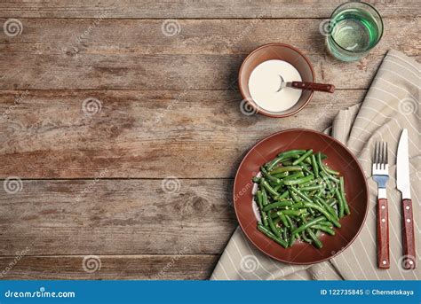 Tasty Green Beans with Sesame Seeds Served Stock Image - Image of pods ...