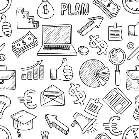Business pattern. office items innovation technology tools, computer ...